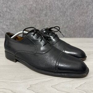 Mezlan Nicola Men Size 12 Black Leather Cap Toe Oxford Dress Shoes Made Spain